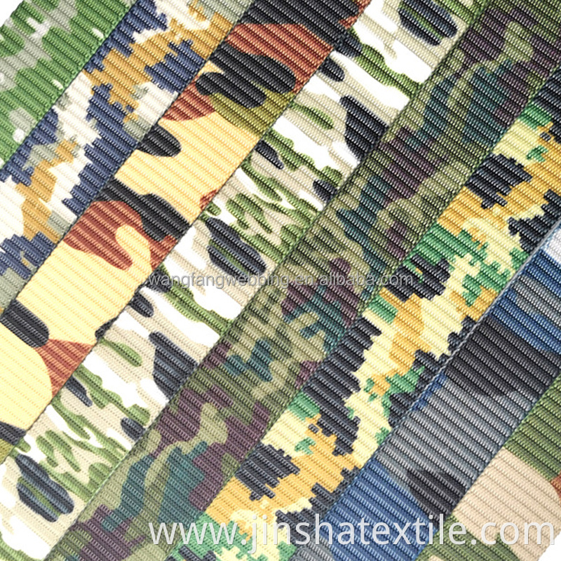 Striped Polyester Heat Transfer Printing printed Webbing Camo Printing Woven nylon Webbing Outdoors military webbing